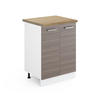 KÜCHENUNTERSCHRANK R-Line Grau 60 cm, AP Eiche - Weiß/Braun, Holzwerkstoff (60/81.6/60cm) - Vicco
