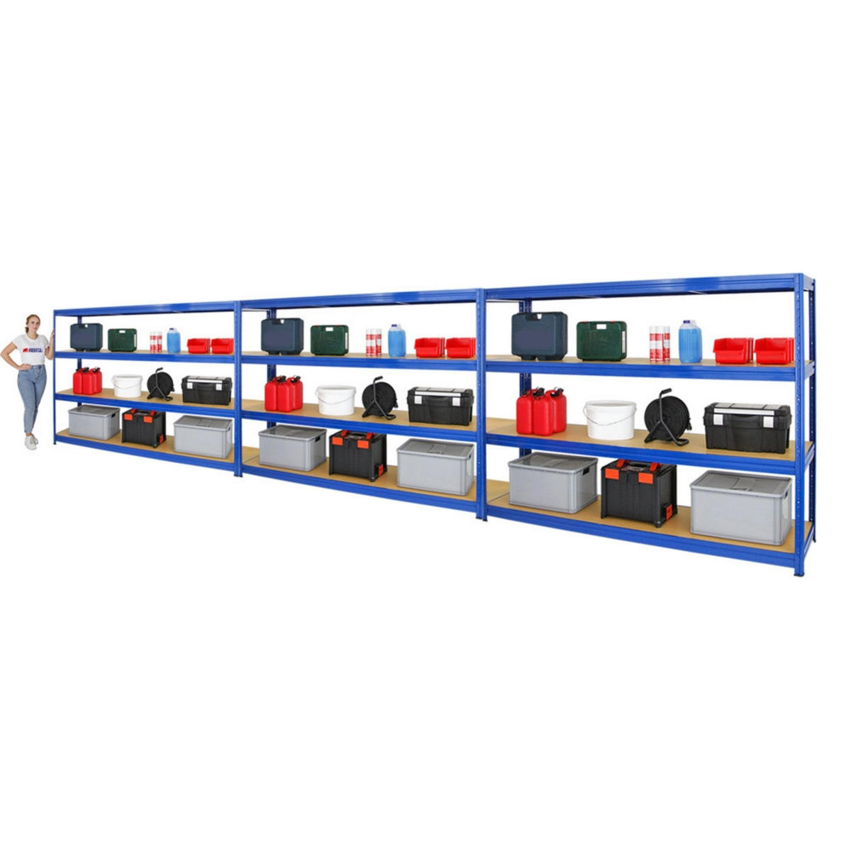 SCHWERLASTREGAL Dino 3er-Set mit 3x 180x240x60 cm Fachlast 450 kg Blau - Blau, Metall (720/180/60cm) - PROREGAL