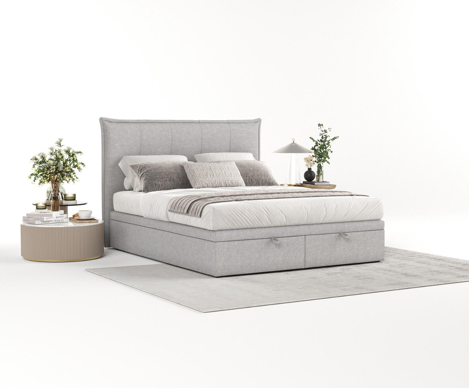 POLSTERBETT Liano mit Stauraum 120/200 cm Grau im Megan Stoff - Schwarz/Grau, Holz/Holzwerkstoff (120/200cm) - AltaBeds