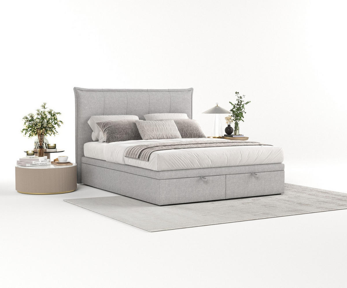 POLSTERBETT Liano mit Stauraum 140/200 cm Grau im Megan Stoff - Schwarz/Grau, Holz/Holzwerkstoff (140/200cm) - AltaBeds