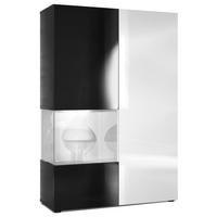 VITRINE Morena Tür und Einsatz in Weiß Hochglanz - Weiß Hochglanz, Holzwerkstoff (91.5/136.5/37cm) - Vladon