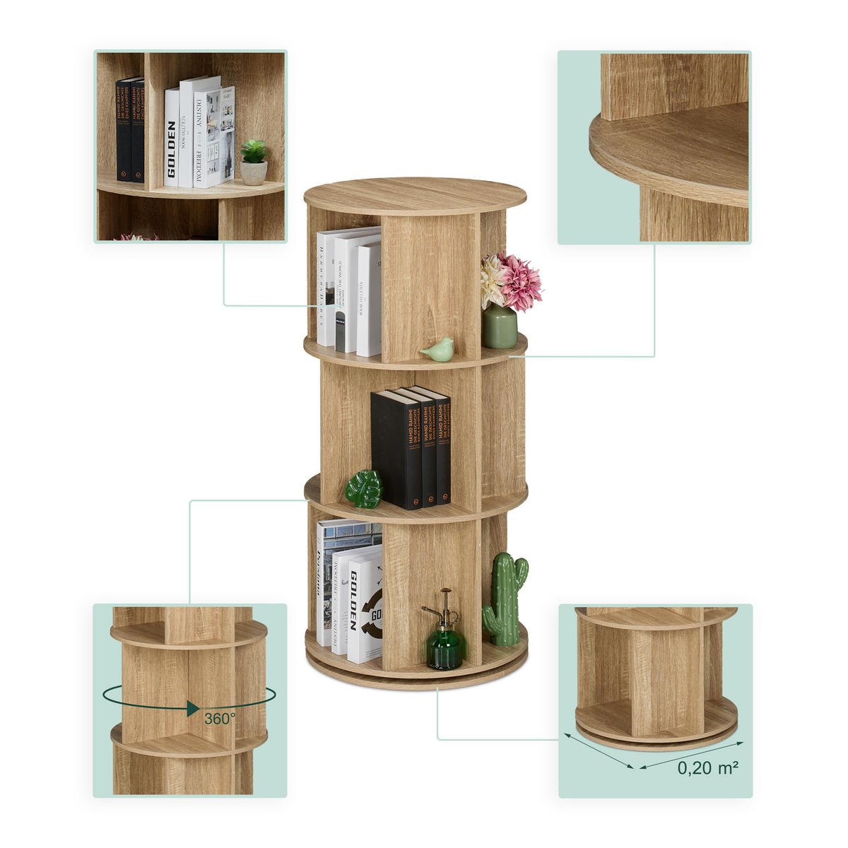 BÜCHERREGAL - Hellbraun, Holzwerkstoff/Metall (50/104/50cm) - Relaxdays