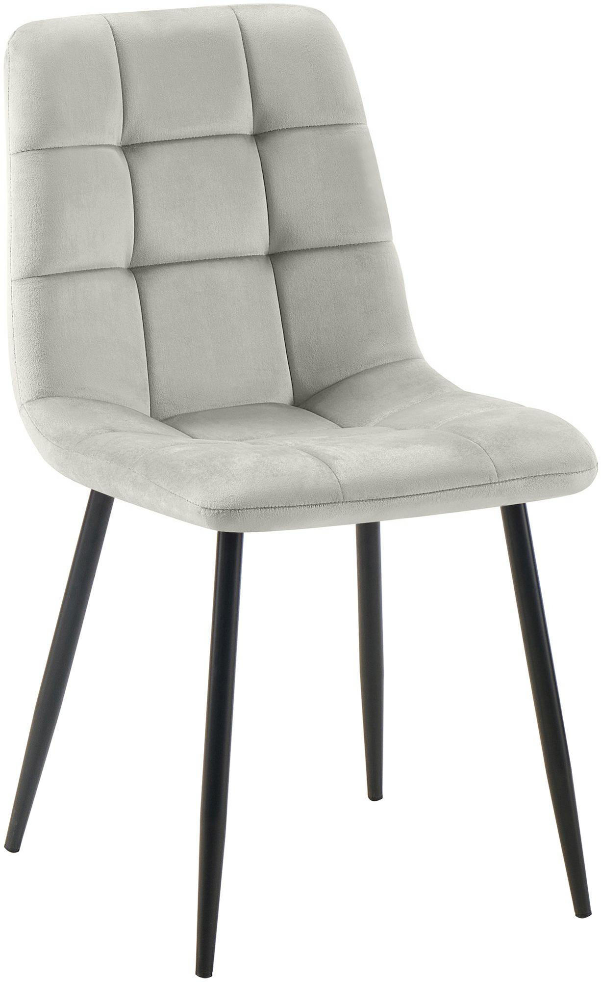 STUHL Samt Grau - Schwarz/Grau, Textil/Metall (45/84/55cm) - CLP