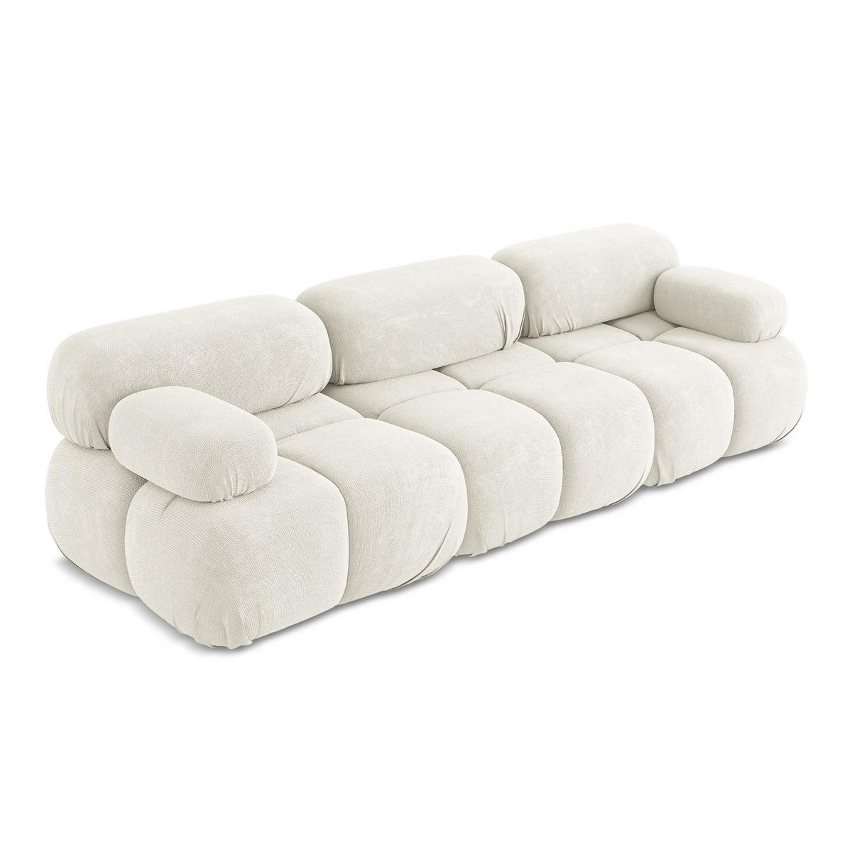 3-SITZER SOFA Chenille Stoff Weiß - Pink/Schwarz, Kunststoff/Textil (285/70/96cm) - Makamii