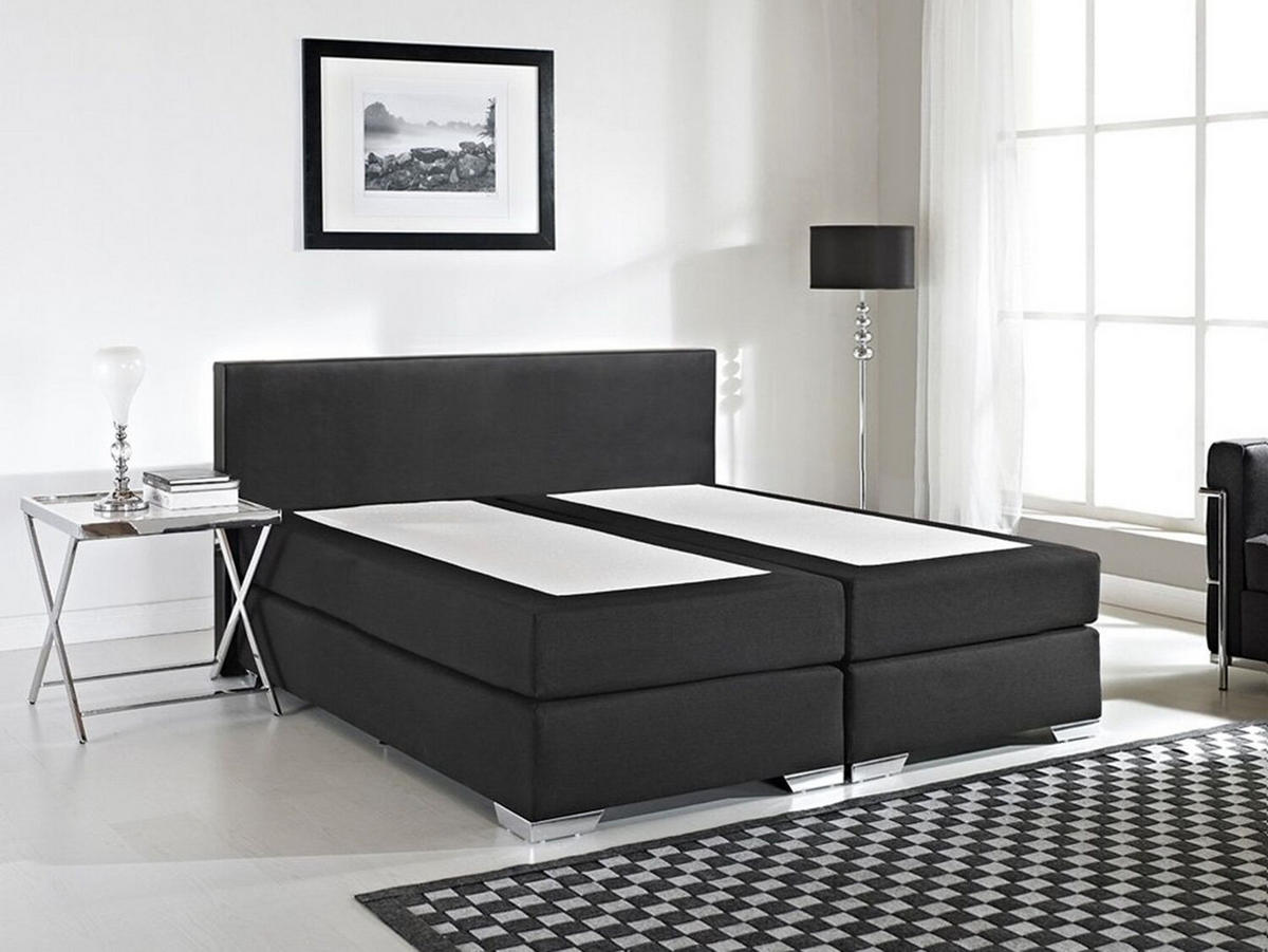 BOXSPRINGBETT 180/200cm Schwarz President - Schwarz, Kunststoff/Textil (180/200cm) - Beliani