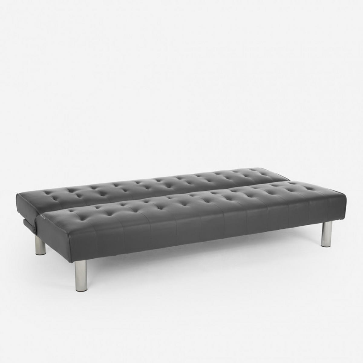 SOFABETT klappbar elly - Grau - Grau, Leder (180/70/64cm) - Pasmara