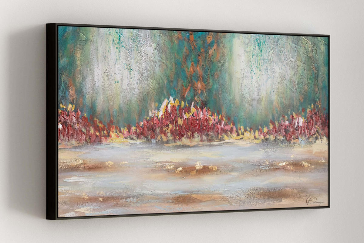 ACRYLBILD HANDGEMALT 120/60 cm - Blau/Rot, Holz/Textil (120/60cm) - KUNSTLOFT