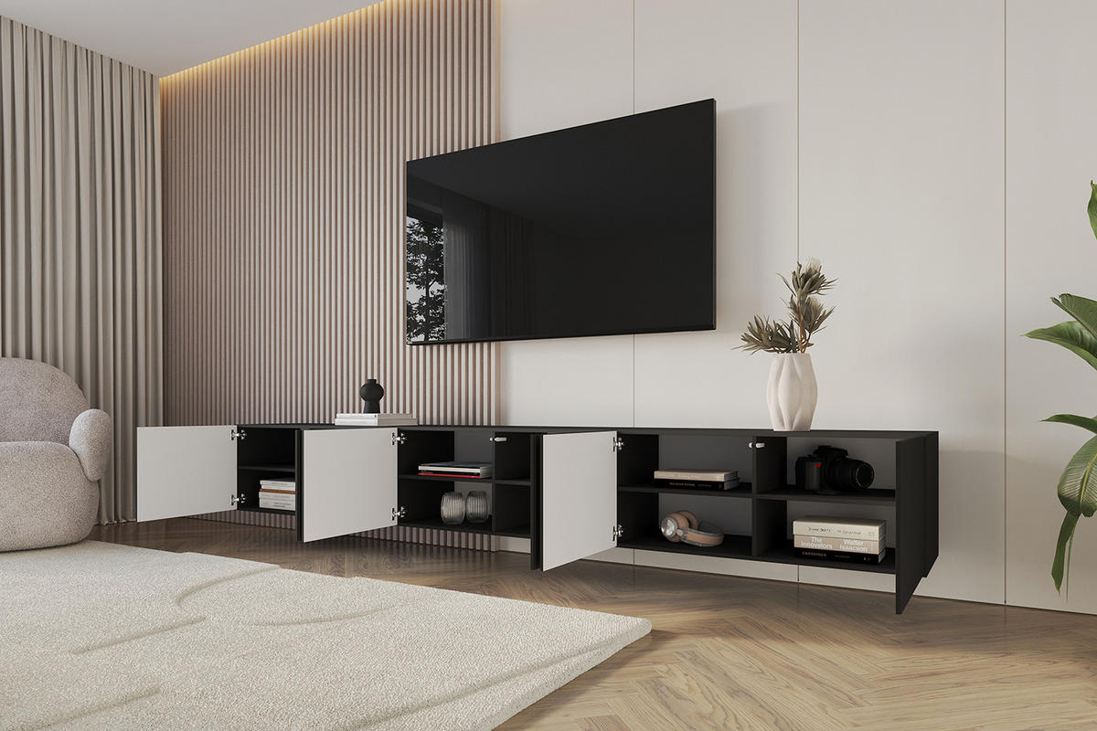 LOWBOARD NOA-2-W 3x100x40x41 cm - Schwarz - Schwarz, Holzwerkstoff (300/40/41cm) - ALTDECOR