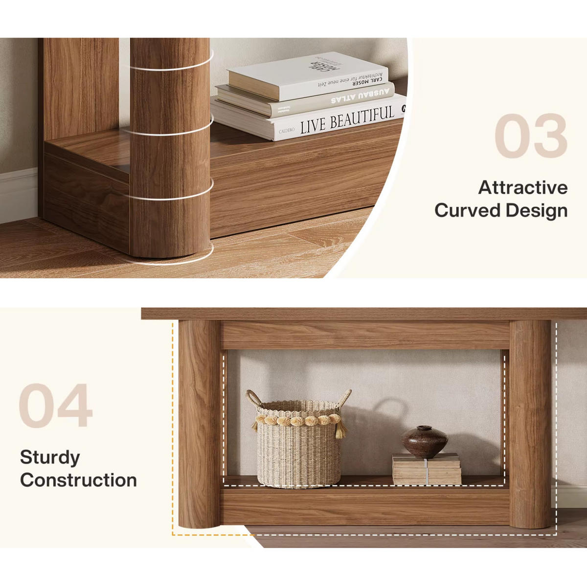 KONSOLENTISCH Holzoptik Braun 160×30×80 cm - Akaziefarben, Holzwerkstoff (30/160/90cm) - Quality Elegance