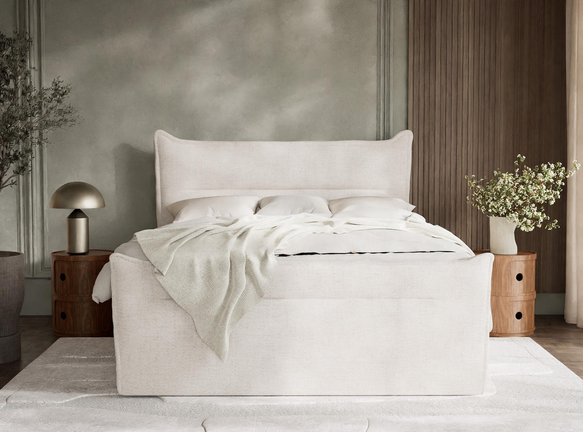 BOXSPRINGBETT Pelino 140/200 cm, in Beige, Bettkasten, Matratze, Topper - Beige/Schwarz, Holz/Holzwerkstoff (140/200cm) - Maison de Reve