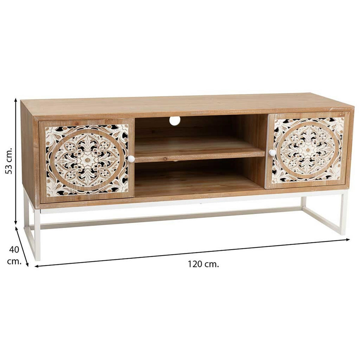 LOWBOARD aus Holz, Weiß, 120x40x53 - Weiß, Holz (120/53/40cm) - Wanderlust