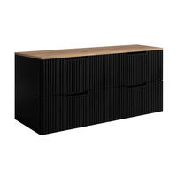 BADEZIMMERSCHRANK : Schwarz/Eiche Craft, 160 (2 x 80) x 58,6 x 46 cm - Schwarz/Braun, Holzwerkstoff (160/58.6/46cm) - 3XE LIVING