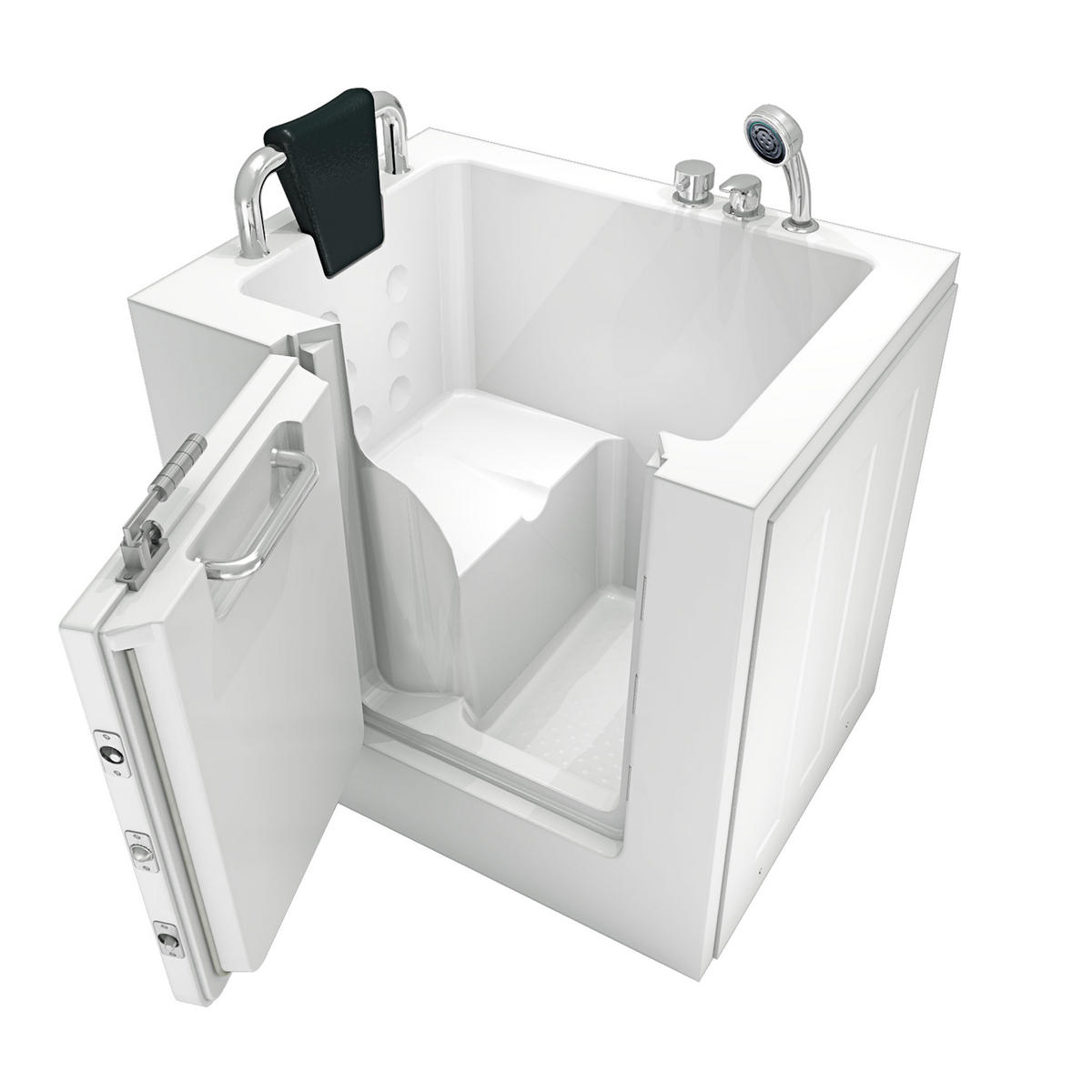 SENIOREN Sitzwanne Badewanne mit Tür S02-B-L 100x78 cm - Weiß, Glas/Kunststoff (78/113/100cm) - AcquaVapore by Sandra Jentho