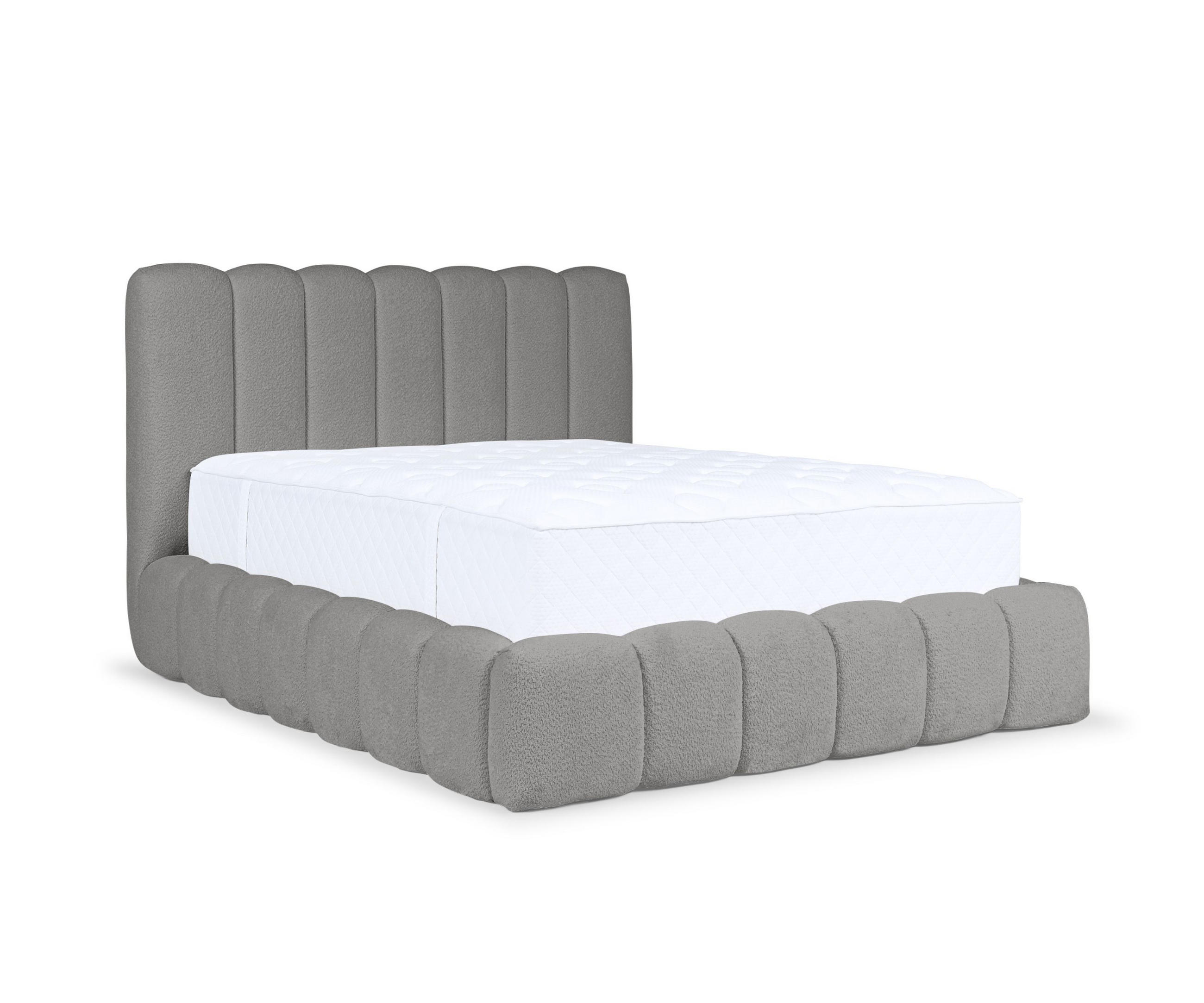 POLSTERBETT CHLOE mit Bettkasten 180x200,Doppelbett mit Stauraum und Lattenrost,Boxspringbett-Optik,ohne Matratze,Schlafzimmer-Grau - Grau, Holz (180/200cm) - Furnistar