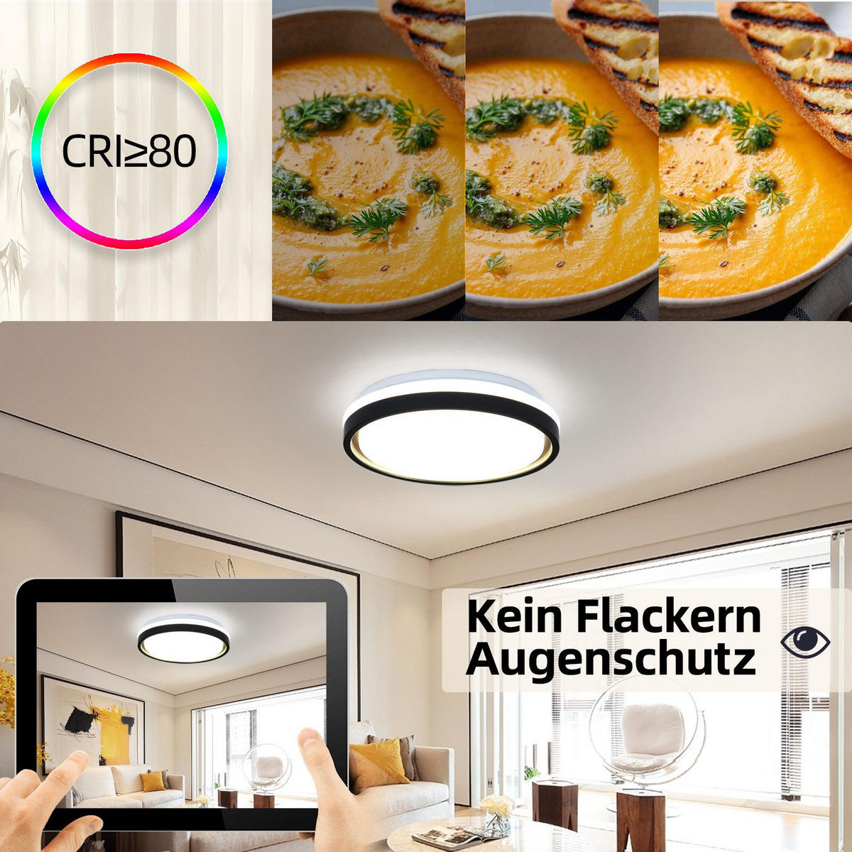 LED-DECKENLEUCHTE Daniel 30/30/6 cm - Schwarz, Kunststoff (30/30/6cm) - Nettlife