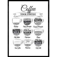 POSTER Kaffeebleche Weißer Hintergrund A3 Schwarzer Rahmen - Schwarz, Papier (29.7/5/42cm) - Nacnic