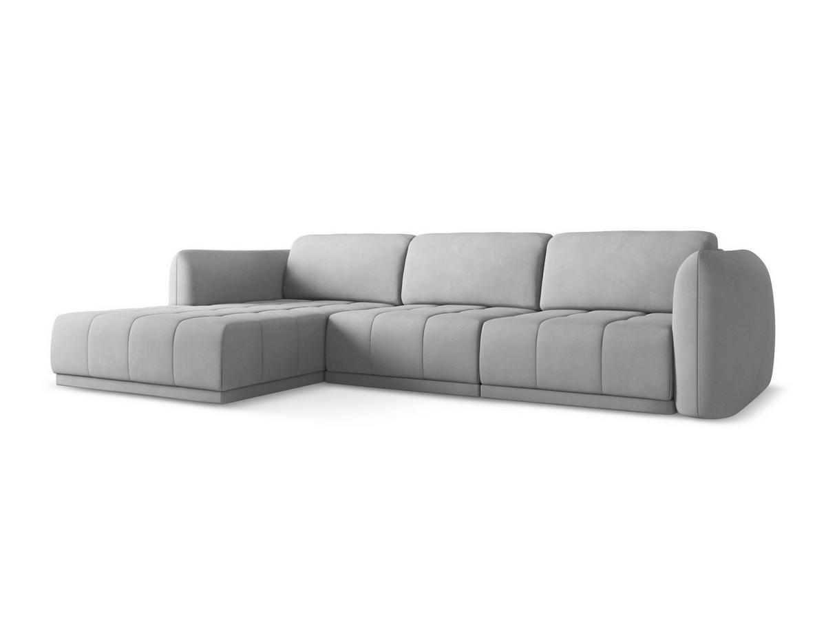 ECKSOFA Links Chenille Stoff Grau - Hellgrau/Schwarz, Kunststoff/Textil (170/290cm) - Makamii