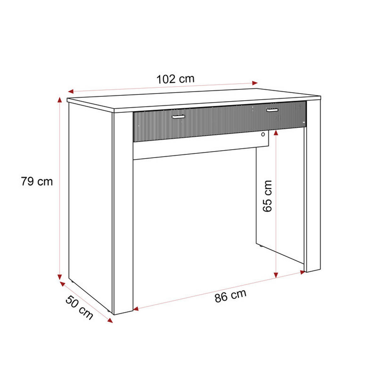 SCHMINKTISCH AVENA mit 2 Schubladen, 102 cm Kaschmir/Eiche - Kaschmir, Holzwerkstoff/Kunststoff (102/79/50cm) - Idohome