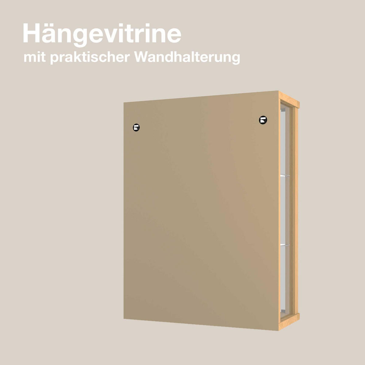 HÄNGEVITRINE 25/60/80 cm mit 2 höhenverstellbaren Glasböden - Transparent/Silberfarben, Glas/Holzwerkstoff (60/80/25cm) - K-Möbel
