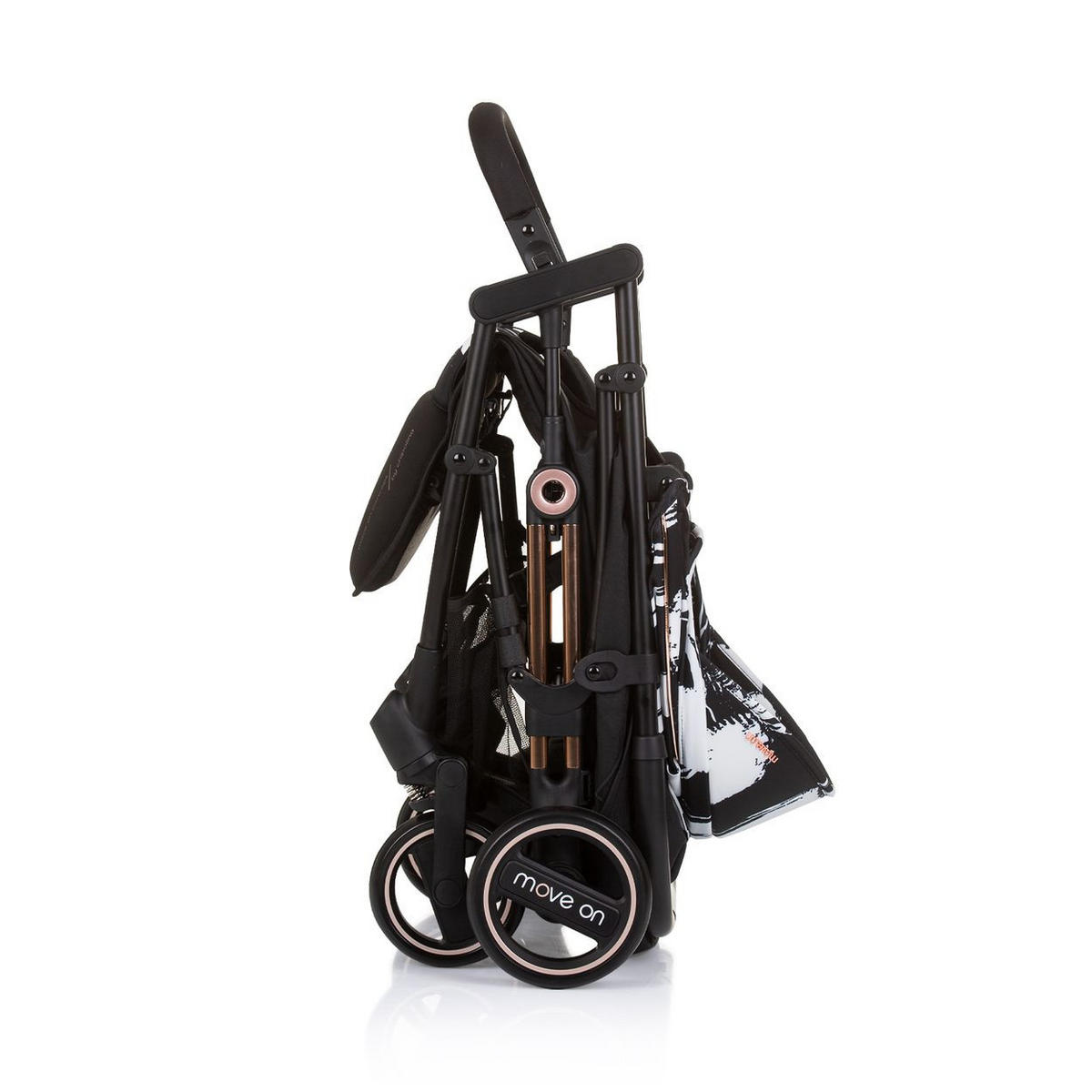 KINDERWAGEN Move on 6 kg schwarz gemustert 6 kg klappbar gefederte Vorderräder verstellbar - Schwarz, Metall (77/49/100cm) - Chipolino