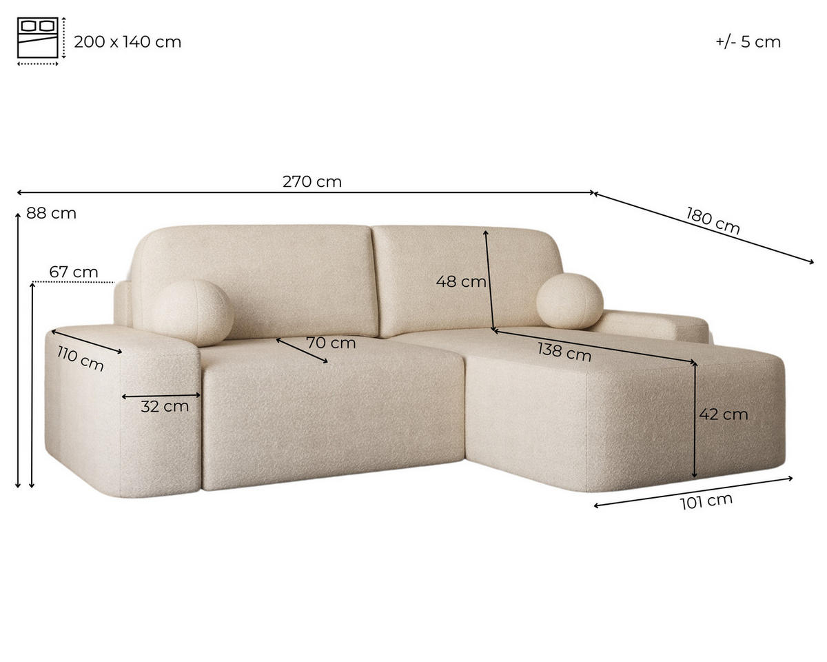 ECKSOFA - Universale Ecksofa Lisbon - Hellgrau (Anthology 15) - Hellgrau, Holzwerkstoff (270/180cm) - Möblo