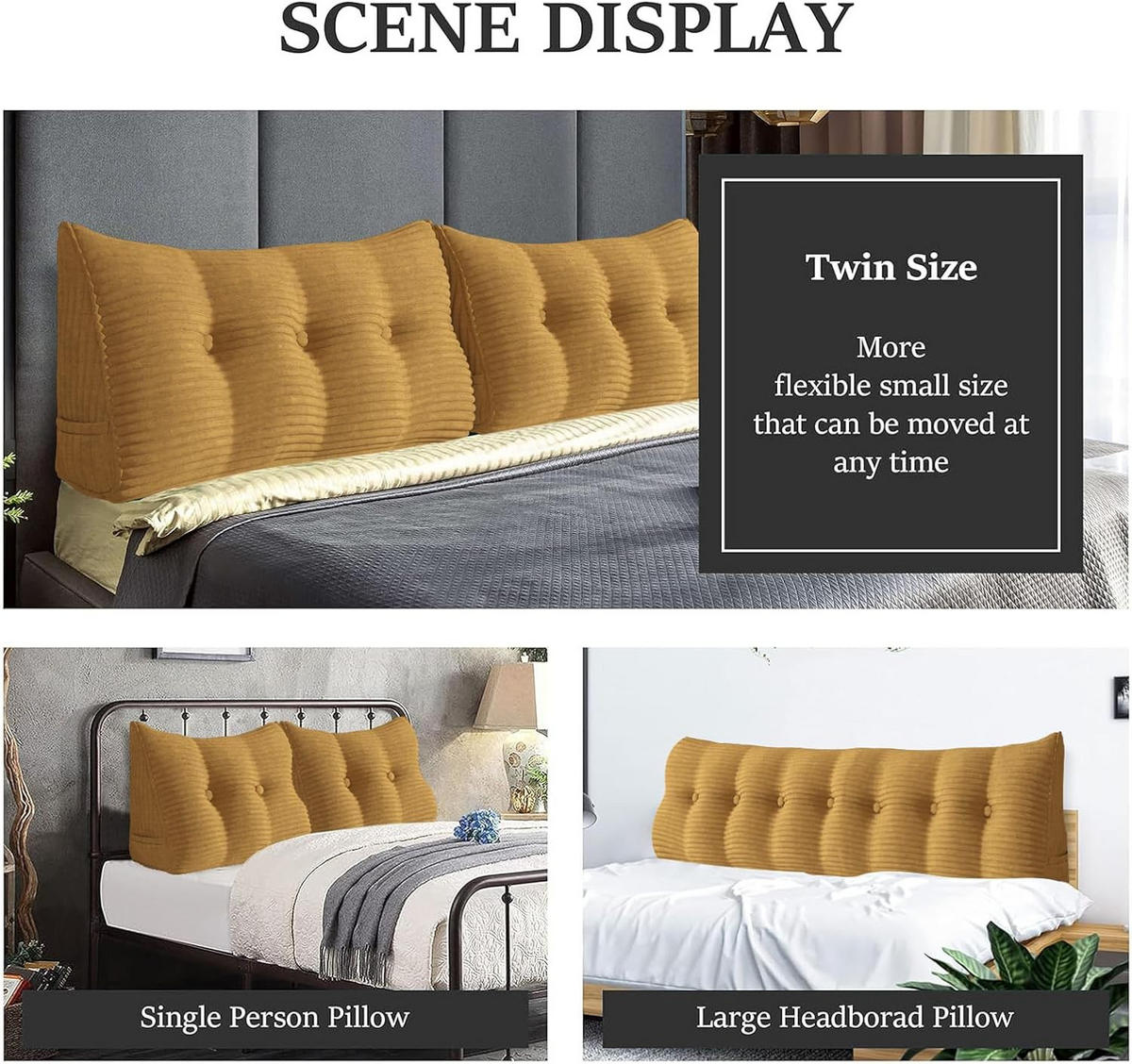 RÜCKENKISSEN für Bett Kord Tiefgelb 100 cm - Hellbraun, Textil (50/100cm) - Vercart