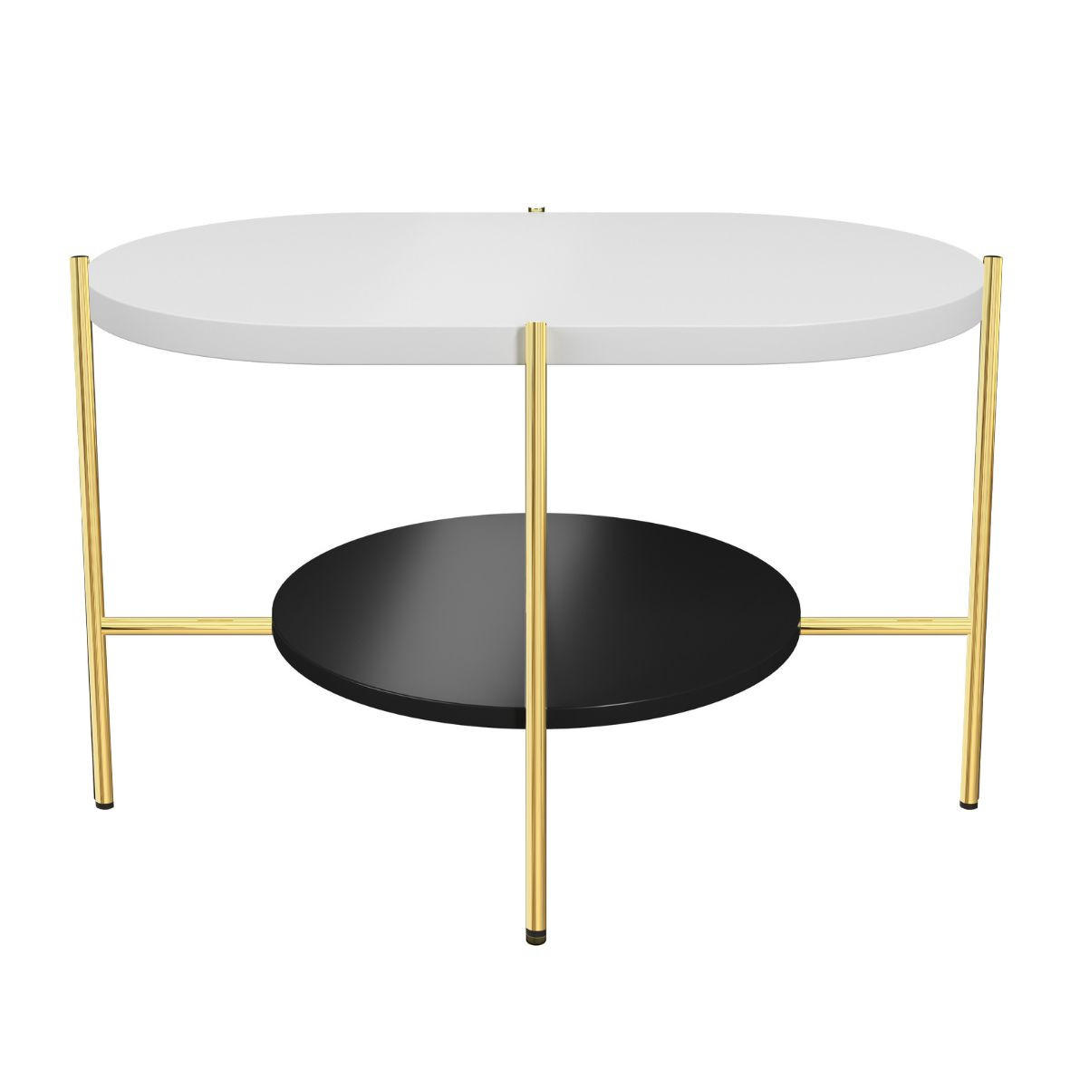 COUCHTISCH Arena Weiß, Gold, Oval - Goldfarben/Schwarz, Holzwerkstoff/Metall (50/80/50cm) - Dancan