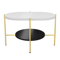 COUCHTISCH Arena Weiß, Gold, Oval - Goldfarben/Schwarz, Holzwerkstoff/Metall (50/80/50cm) - Dancan