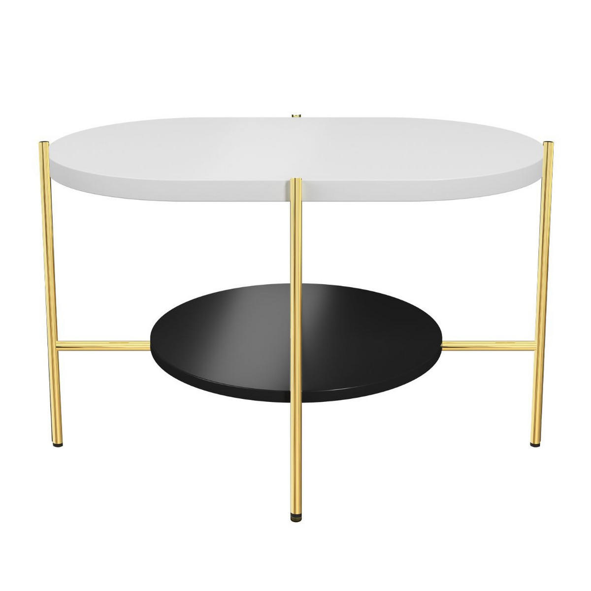 COUCHTISCH Arena Weiß, Gold, Oval - Goldfarben/Schwarz, Holzwerkstoff/Metall (50/80/50cm) - Dancan