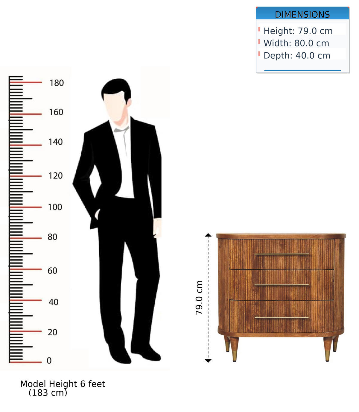 KOMMODE mit Amber-Eichen-Finish, 3 Schubladen, geröstetes Braun - Braun, Holz (80/79/40cm) - Artisan Furniture