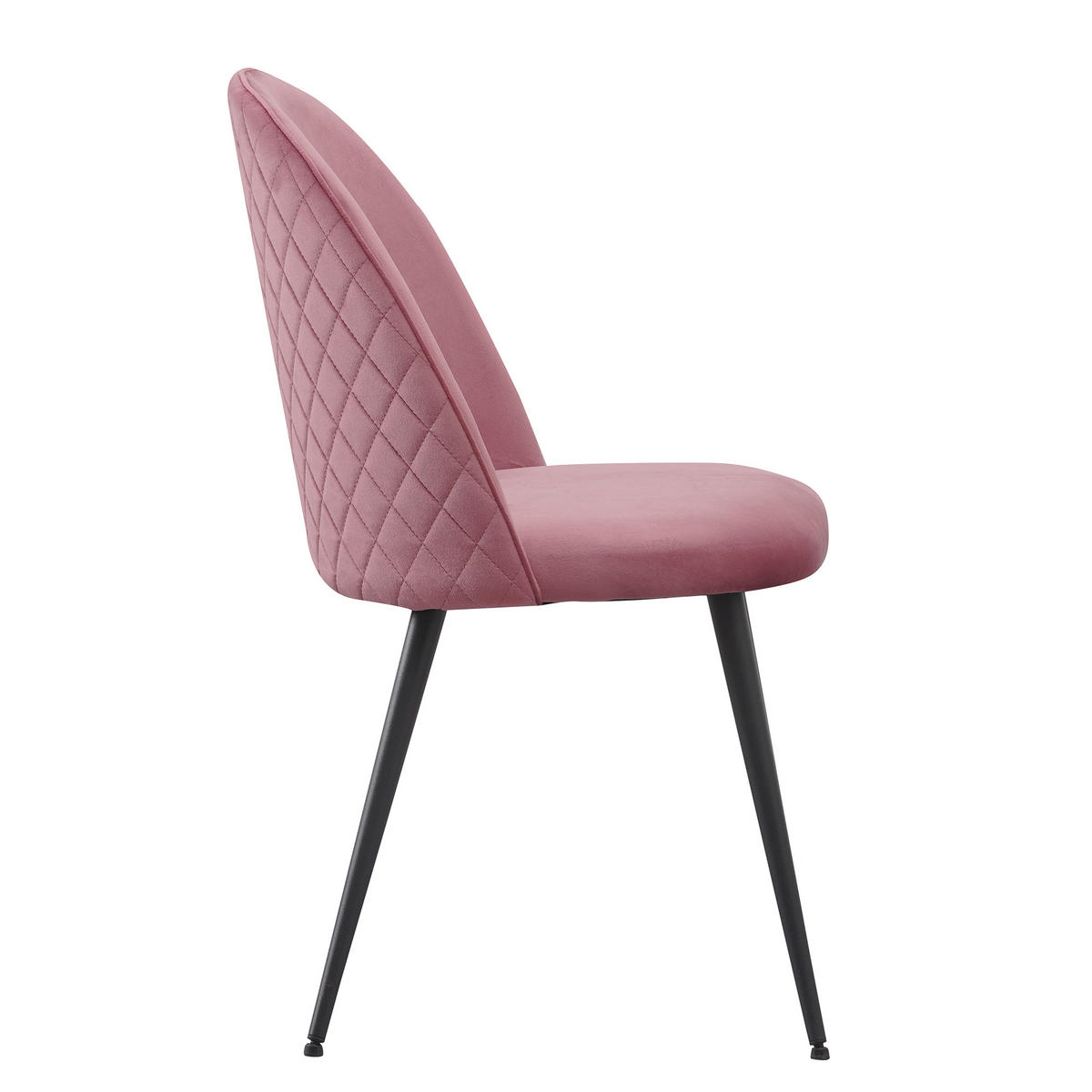 STUHL CAPO Samtbezug Metallbeine 4er Set Rosa - Rosa, Textil/Metall (53/84/44cm) - Albatros
