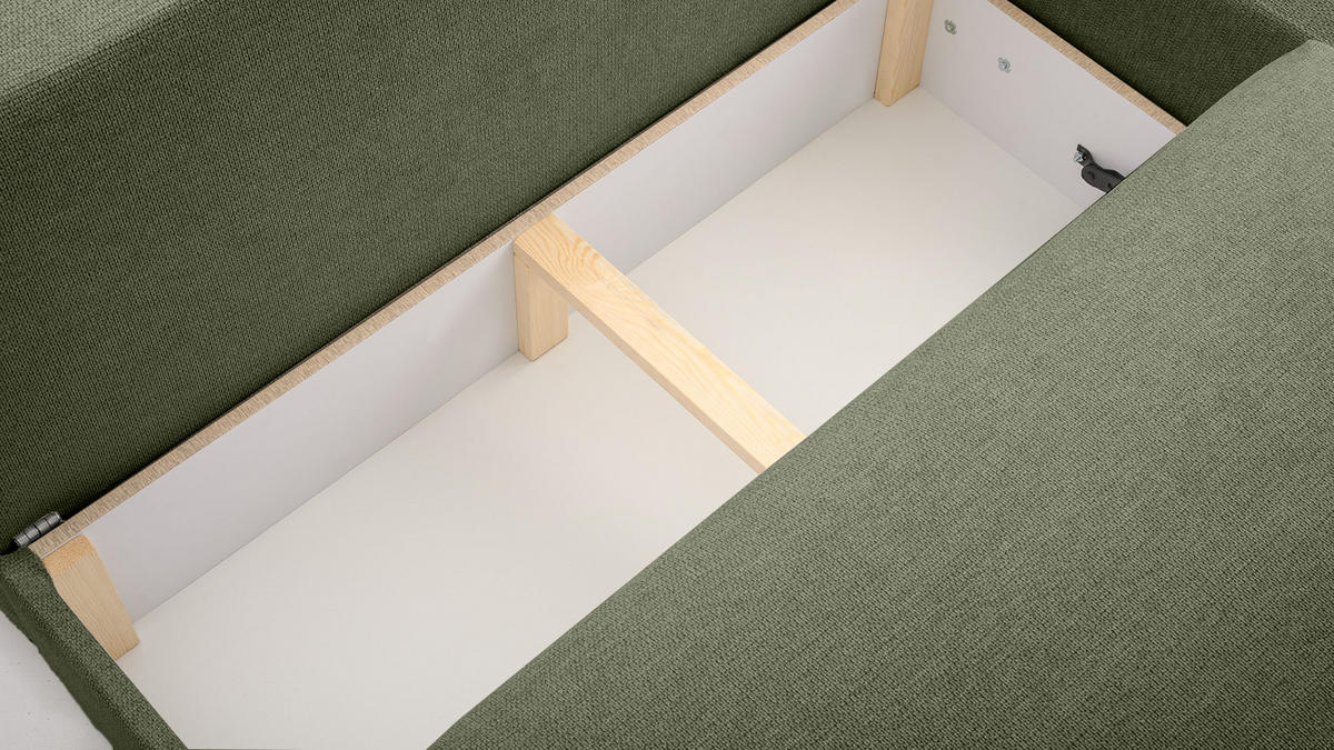 ECKSOFA Ripley mit Schlaffunktion, Olive - Olivgrün, Textil (223/150cm) - Fedve