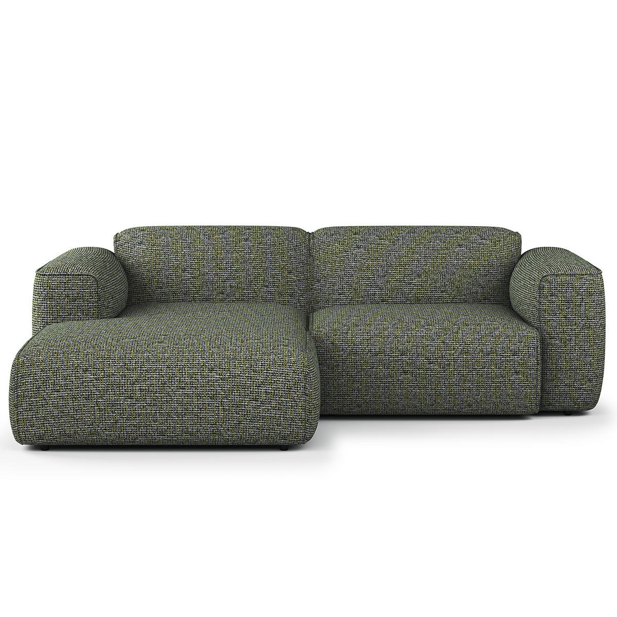 ECKSOFA mit XL-Longchair - Schwarz/Grün, Kunststoff/Textil (260/171cm) - home24