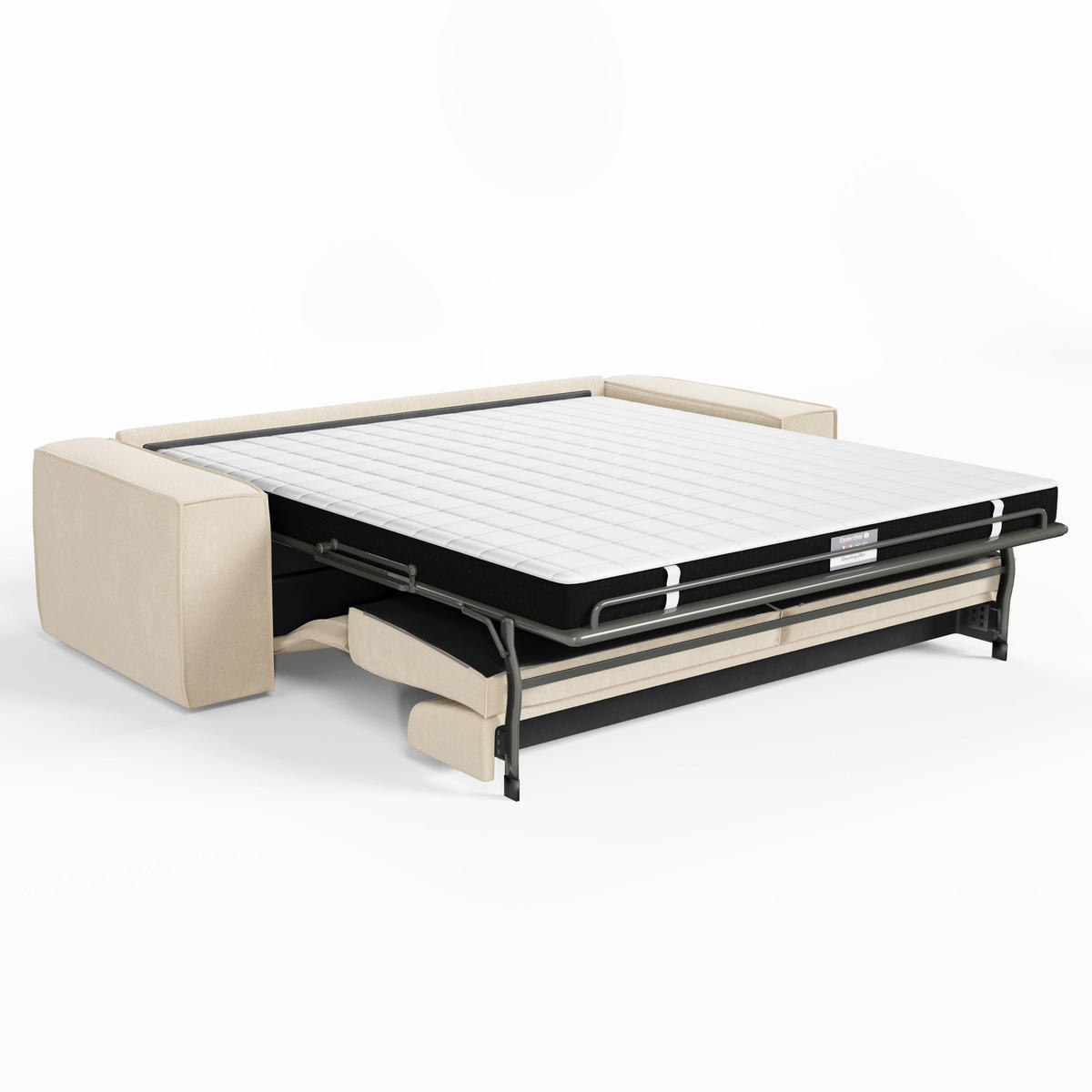 SCHLAFSOFA EXPRESS Dunlopillo Gemusterter Samt creme 160 cm - Creme, Textil (234/90/100cm) - Sia Home