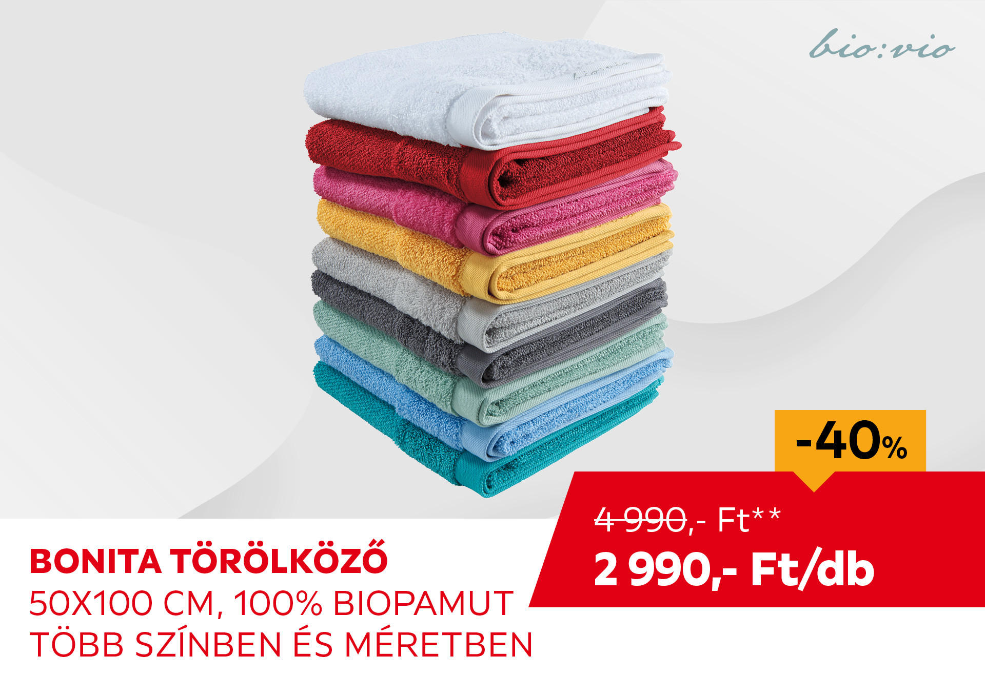 BONITA TÖRÖLKÖZŐ 50X100 CM 100% BIOPAMUT Kiemelt termék 4990 Ft.- helyett 2990 Ft.-