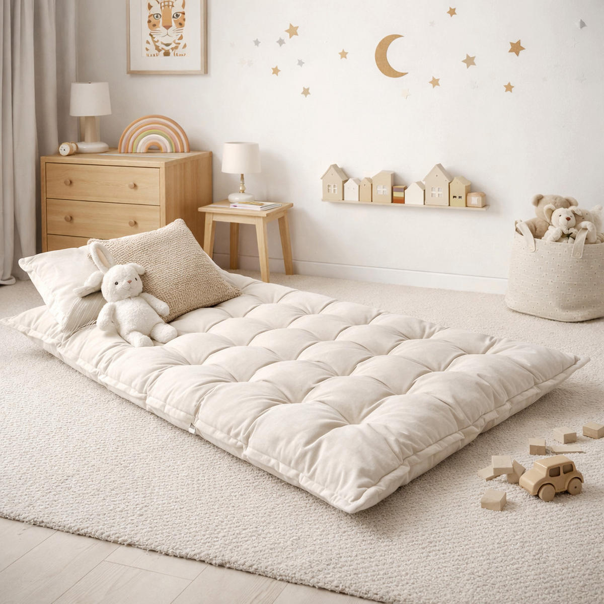 BODENKISSEN für Kinder – weiche Spielmatte zum Spielen und Ausruhen - Beige, Textil (80/180cm) - Bees & Blooms