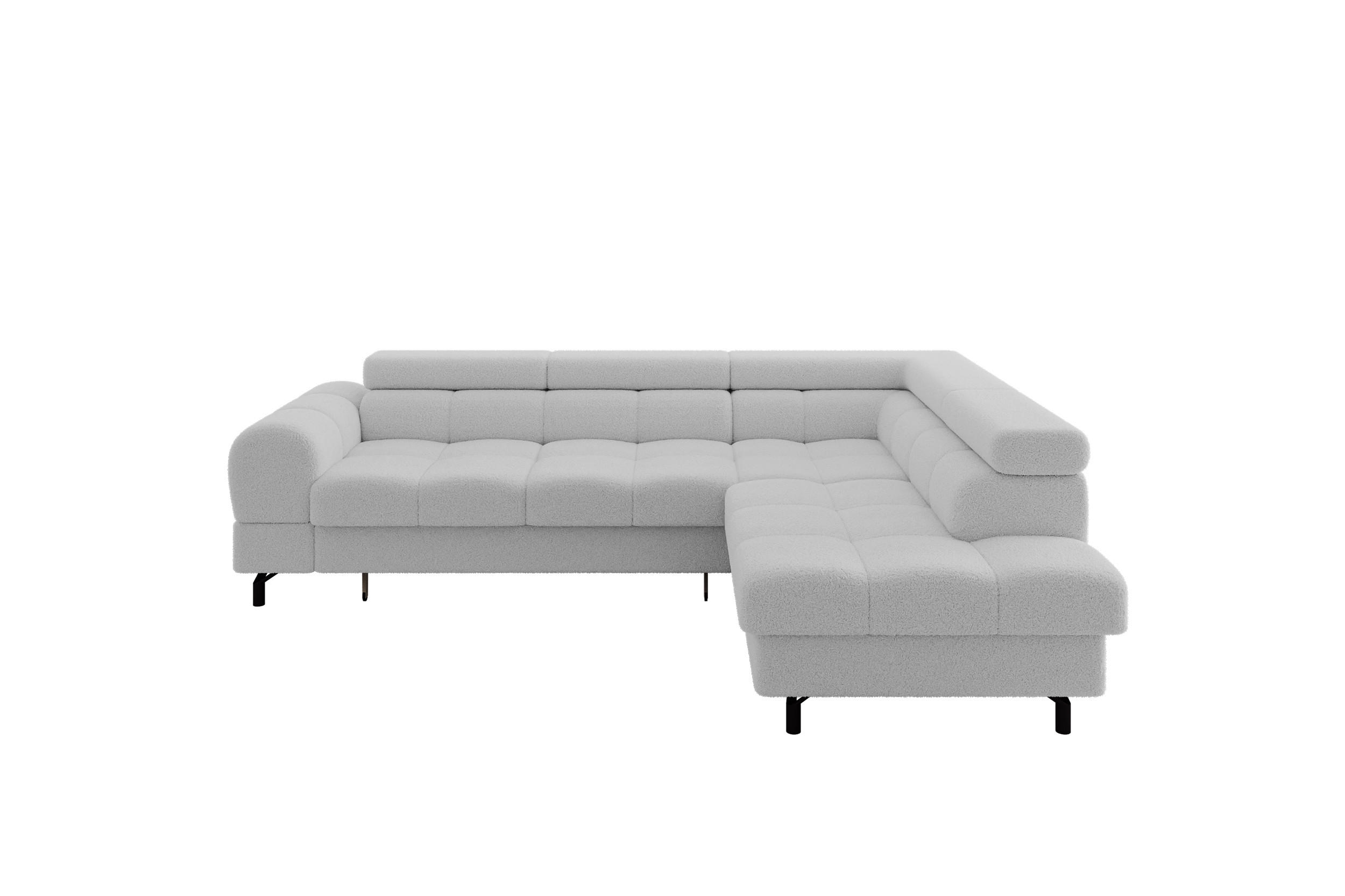 ROHOVÁ SEDAČKA s funkcí spaní otomana vpravo LUMA-L 272x203x70 světle šedá buklé - černá/světle šedá, kompozitní dřevo/textil (203/272cm) - ALTDECOR