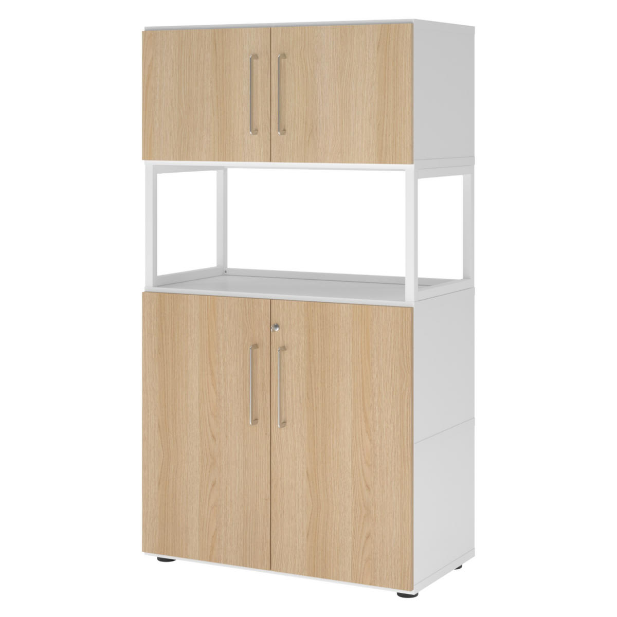 AKTENSCHRANK groß abschließbar mit Regal 41,7/80/145,2 cm in Weiß/Eichefarben - Eichefarben/Weiß, Holzwerkstoff (80/145.2/41.7cm) - bümö
