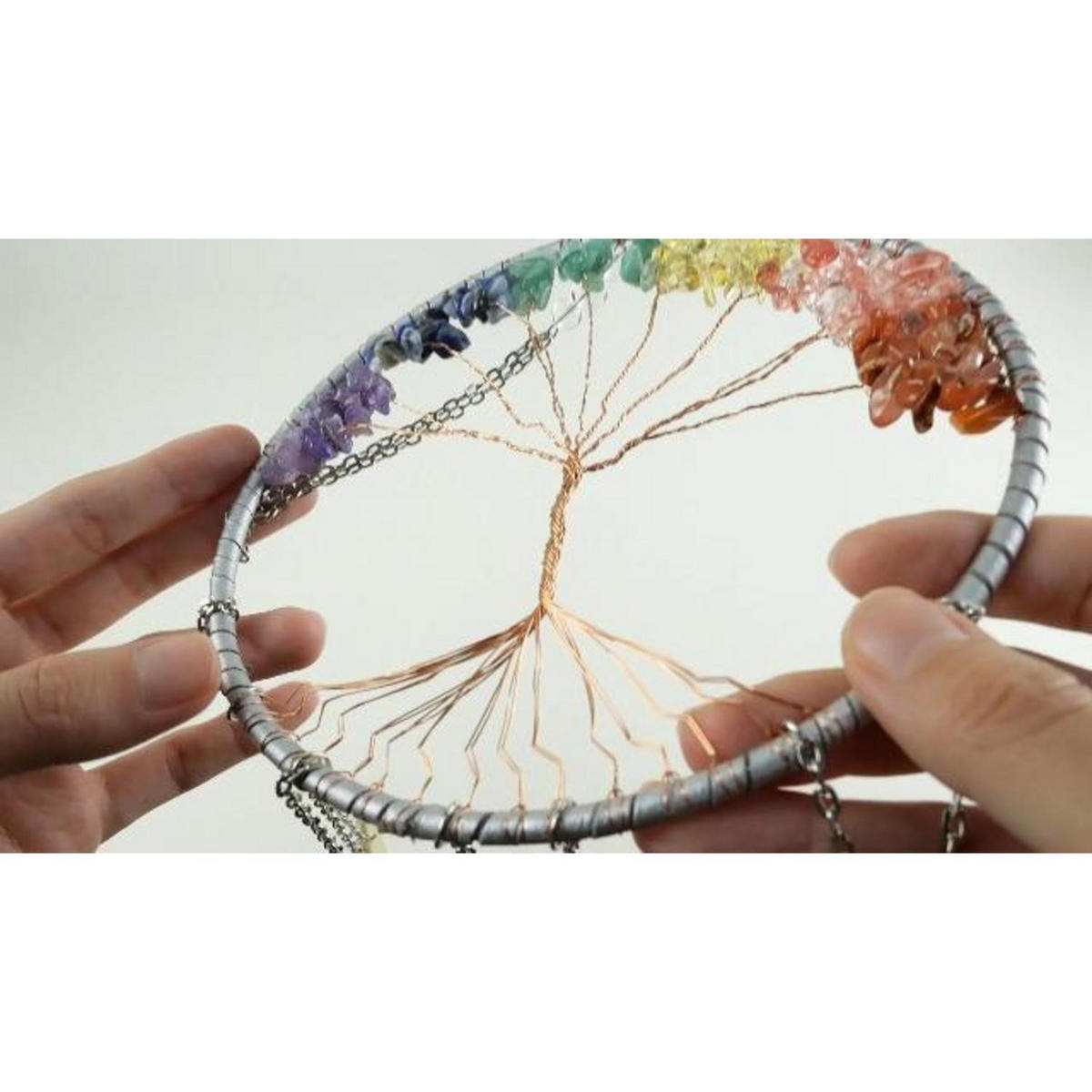 WINDSPIEL Lebensbaum 7 Chakra Achat Scheiben Metallrahmen - Multicolor, Metall (60/14/16cm)