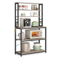 KÜCHENREGAL 80/167/40 cm mit 6 Haken & Ablagen Khaki - Hellbraun, Metall (80/167/40cm) - Kaket