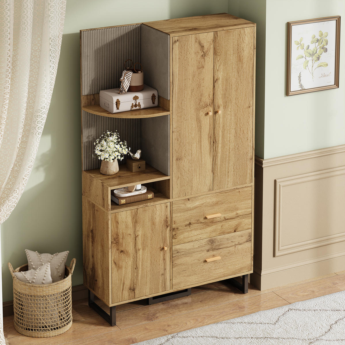 GARDEROBE 110x186x38 cm gepolstert - Naturfarben, Holz (110/186/38cm) - LEBENLANG