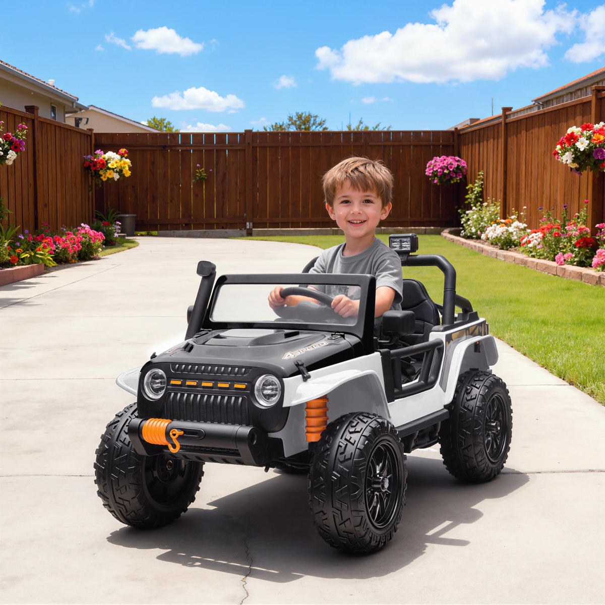 KINDER Elektroauto 12V Kinderauto Elektrisch mit Fernbedienung 2 Motor Hupe LED - Weiß, Metall (123.5/70.3/71.3cm) - AIYAPLAY