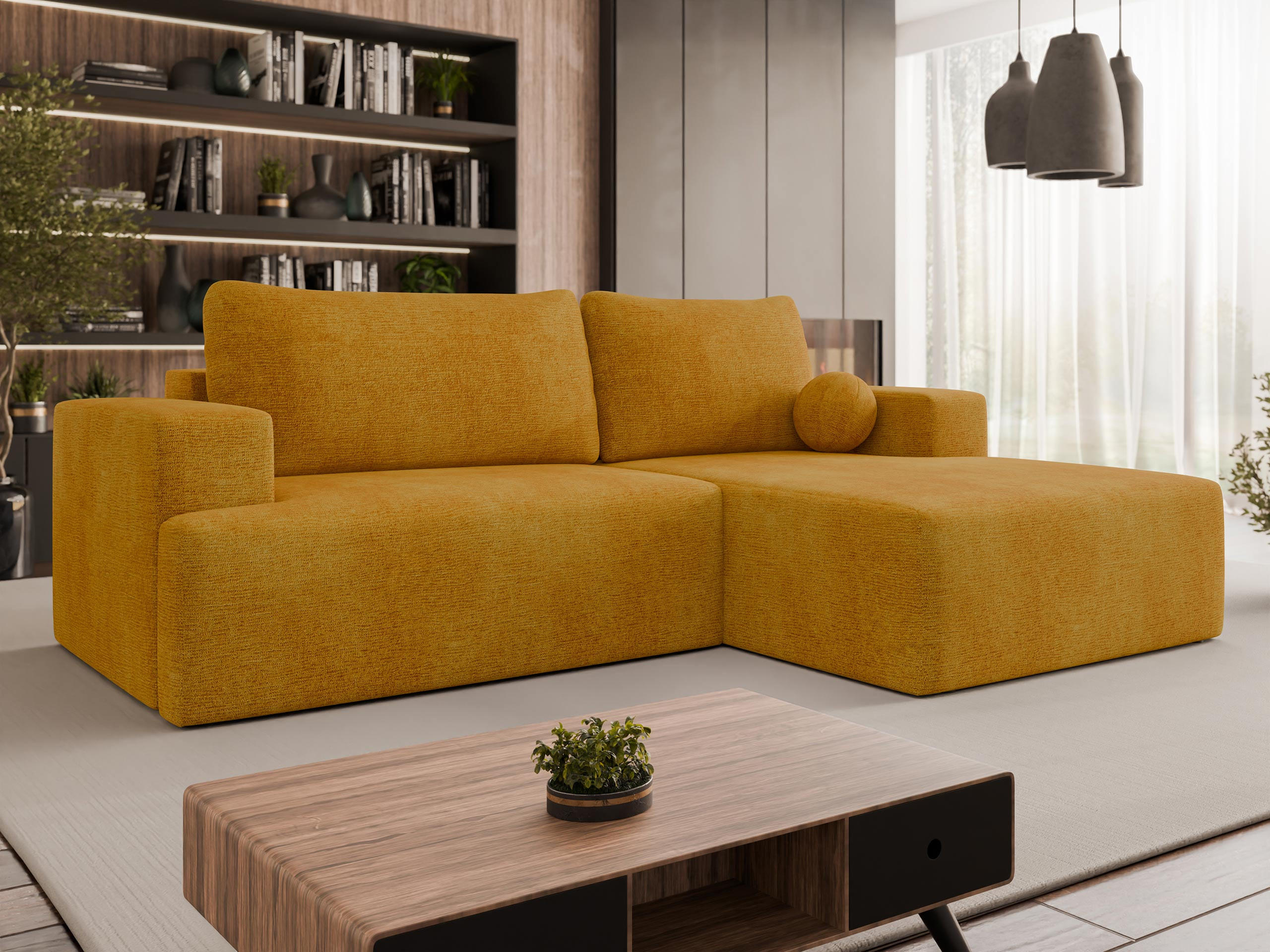 ECKSOFA Mivo, Seite: Rechts - Gelb/Schwarz, Holz/Kunststoff (266/163cm) - MIRJAN24
