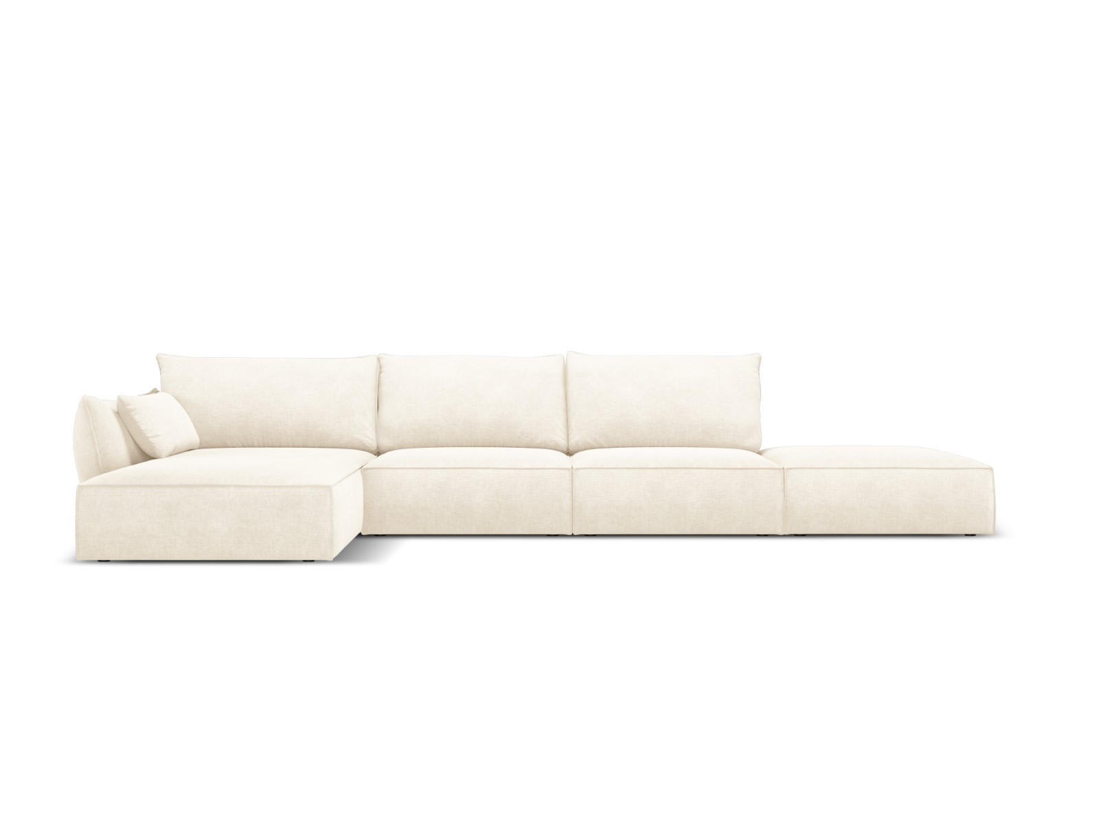 ECKSOFA links Kaelle aus Chenille-Stoff leichtes beige 5 Sitzplätze - Creme, Textil (171/364cm) - Micadoni