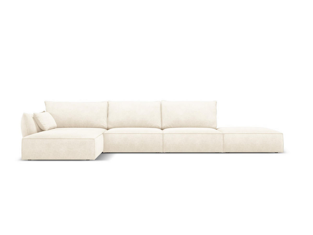 ECKSOFA links Kaelle aus Chenille-Stoff leichtes beige 5 Sitzplätze - Creme, Textil (171/364cm) - Micadoni