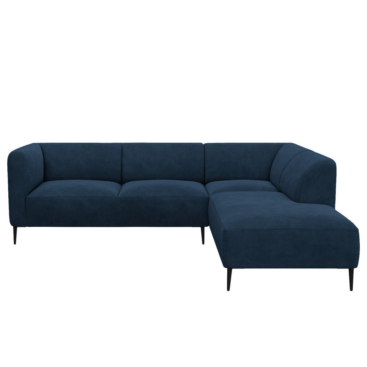 2,5-SITZER ECKSOFA mit Ottomane - Schwarz/Dunkelblau, Textil/Metall (252/205cm) - home24