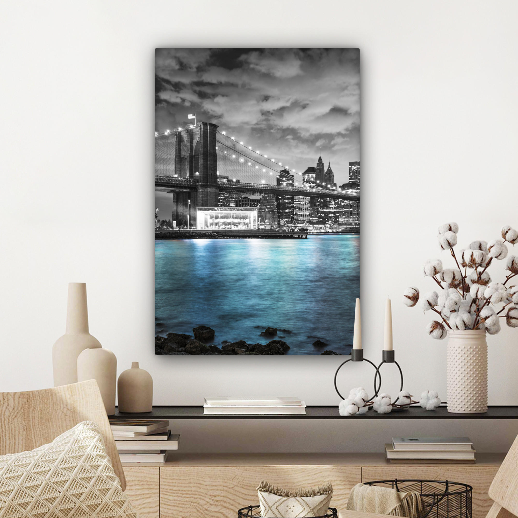 LEINWANDBILD New York - Skyline - Stadt - Blau 40x60 cm - Blaugrau, Textil (40/60cm) - MuchoWow