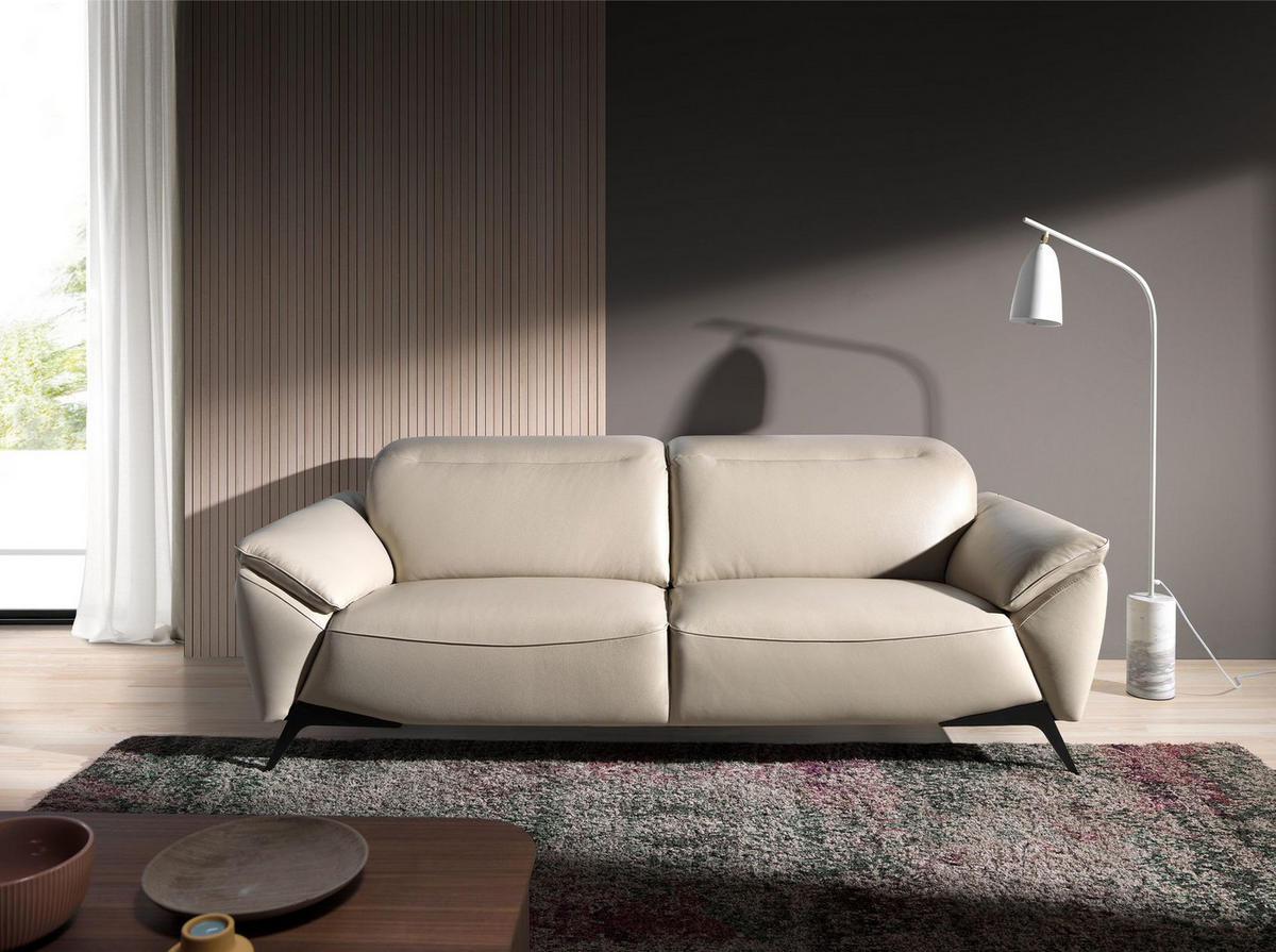 SOFA 3-Sitzer-Sofa aus Leder in Taupe 223/107/102 cm - Dunkelgrau/Schwarz, Leder (223/102/107cm) - ANGEL CERDA
