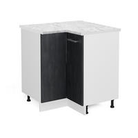 ECKUNTERSCHRANK R-Line Schwarz Beton 75.6 cm AP Marmor - Schwarz/Weiß, Holzwerkstoff (75.6/81.6/60cm) - Vicco