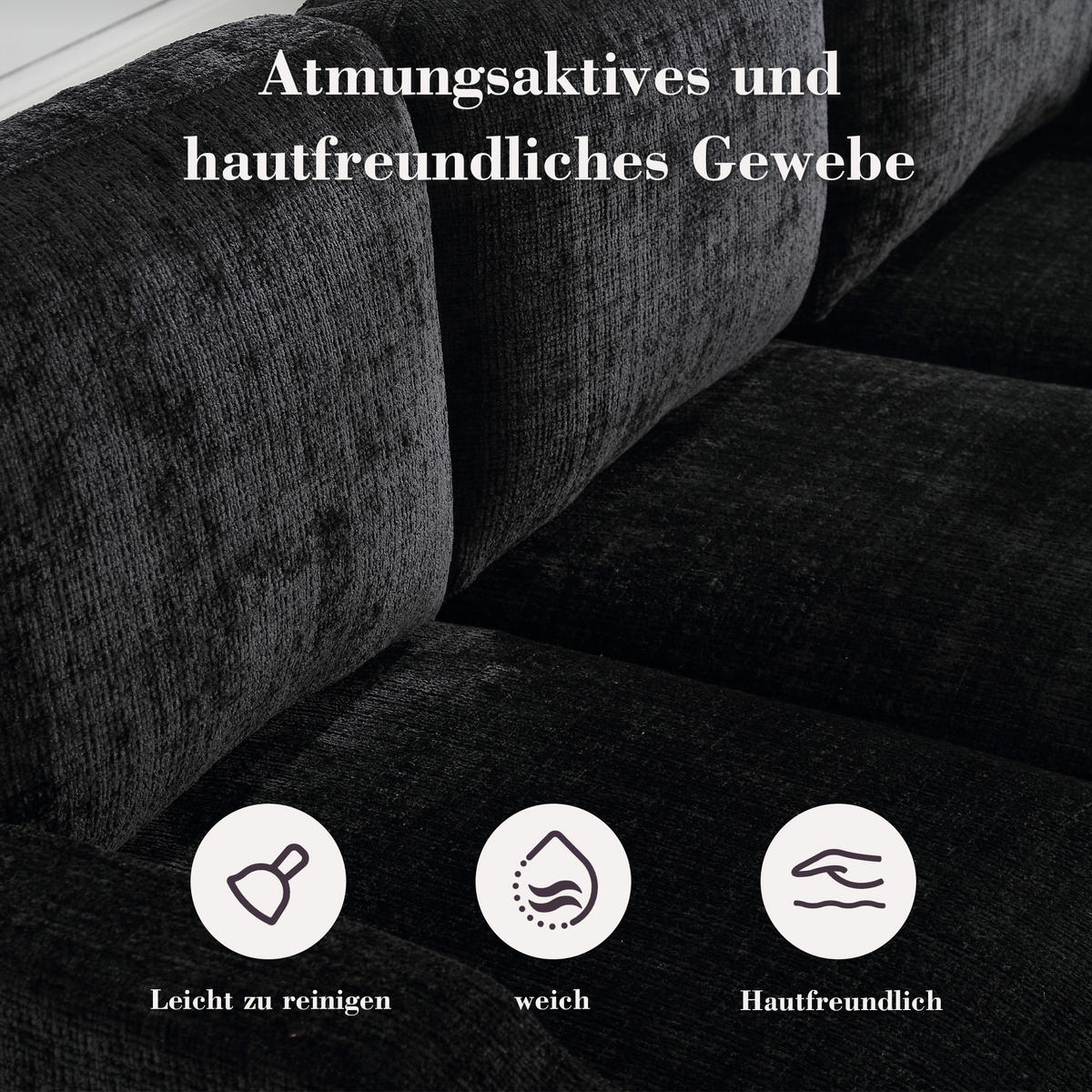 ECKSOFA 163/121/66 cm Schwarz mit 1 Aufbewahrungshocker, Aufbewahrungstasche und Getränkehalter - Schwarz, Textil (196.5/75cm) - Oxeza